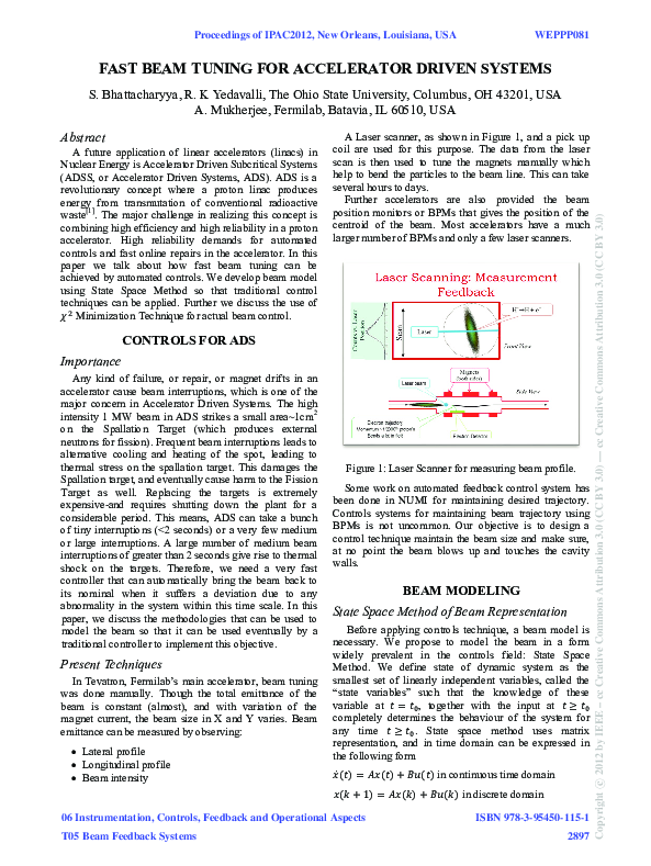 (PDF) Fast Beam Tuning for Accelerator Driven Systems