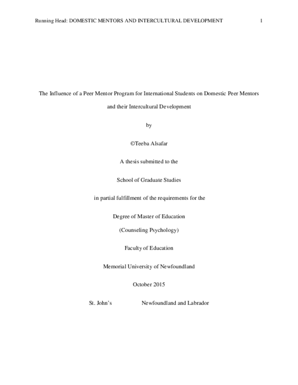 (PDF) The influence of a peer mentor program for international students ...