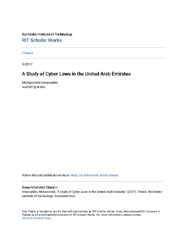 (PDF) A Study of Cyber Laws in the United Arab Emirates