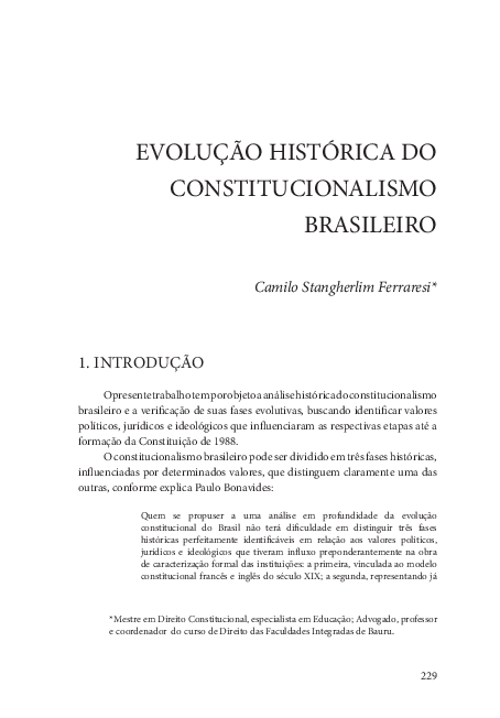 (PDF) Evolução histórica do constitucionalismo brasileiro