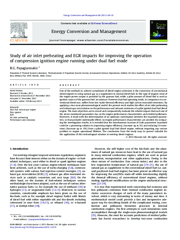 (PDF) Study of air inlet preheating and EGR impacts for improving the ...