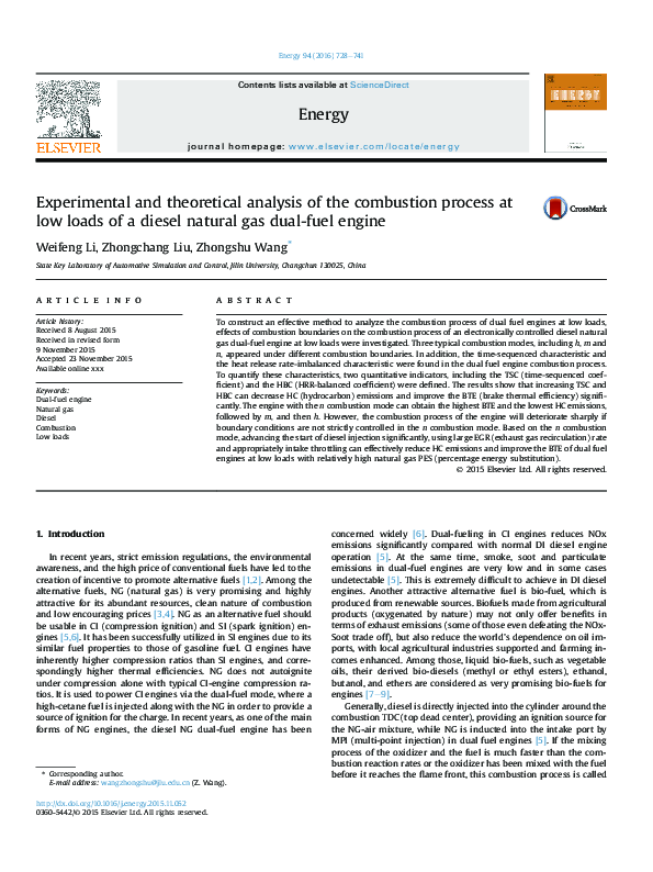 (PDF) Experimental and Theoretical Analysis of the Combustion and ...