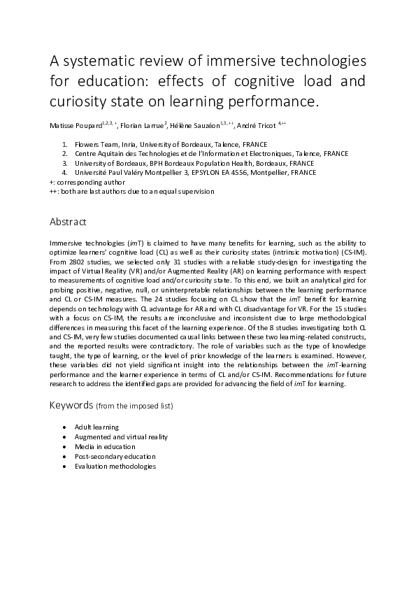 (PDF) A systematic review of immersive technologies for education ...