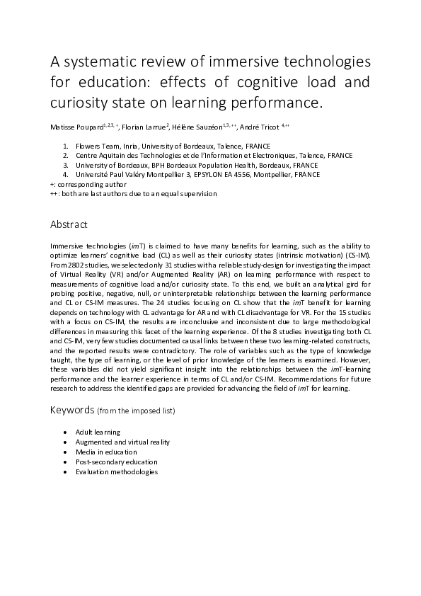 (PDF) A systematic review of immersive technologies for education ...