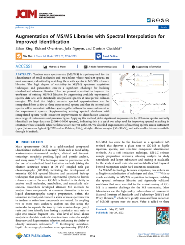 (PDF) Augmentation of MS/MS Libraries with Spectral Interpolation for ...
