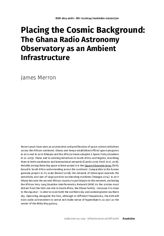 (PDF) Placing the Cosmic Background: The Ghana Radio Astronomy ...