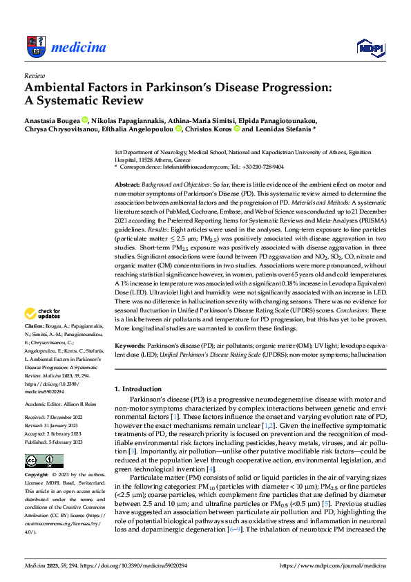 (PDF) Ambiental Factors in Parkinson’s Disease Progression: A ...