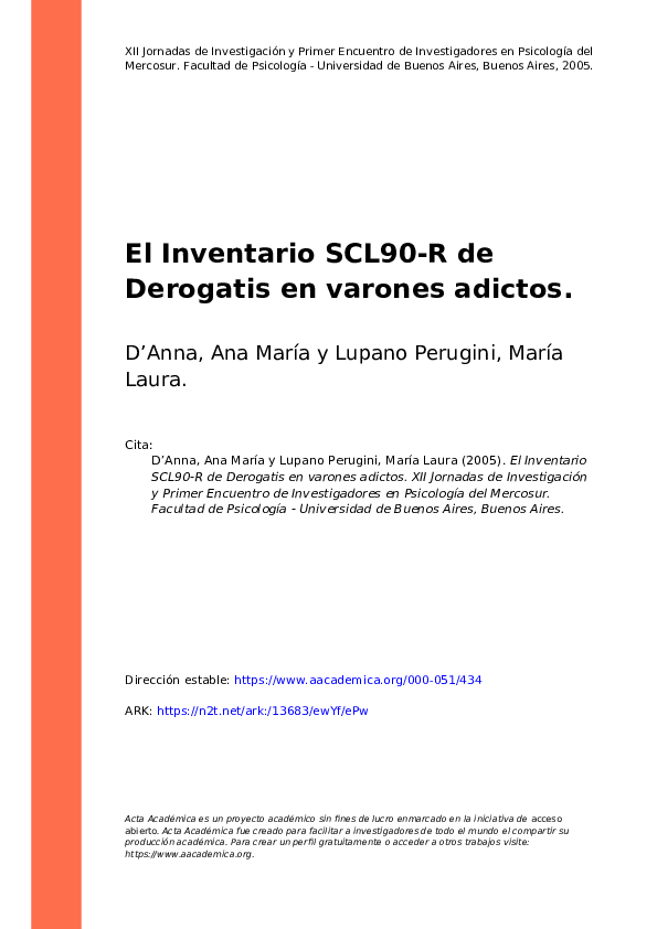 (PDF) El Inventario SCL90-R De Derogatis en Varones Adictos