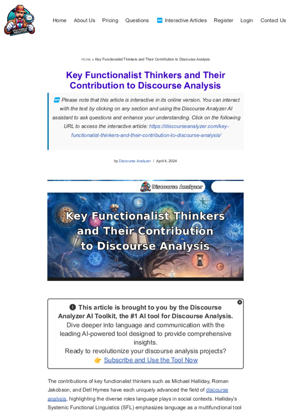 (PDF) Key Functionalist Thinkers and Their Contribution to Discourse ...