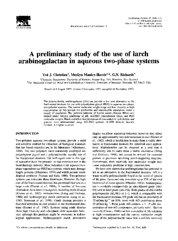 (PDF) A preliminary study of the use of larch arabinogalactan in ...