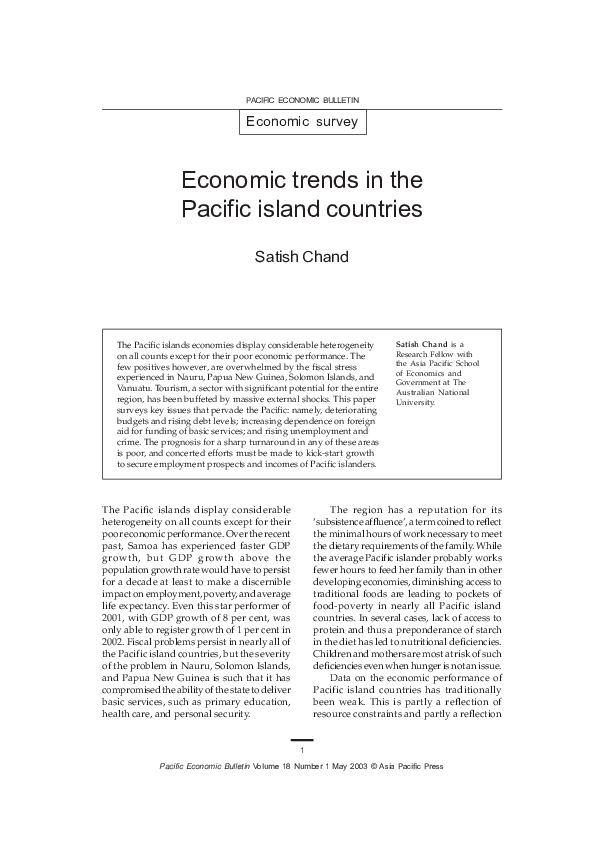 (PDF) Economic trends in the Pacific island countries