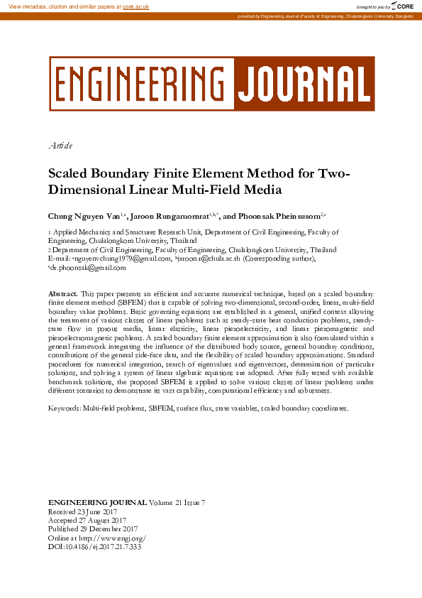 (PDF) Scaled Boundary Finite Element Method for Two-Dimensional Linear ...