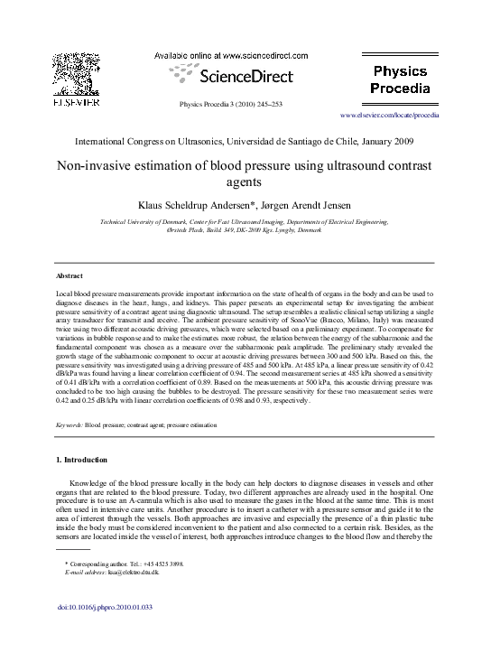 (PDF) Non-invasive estimation of blood pressure using ultrasound ...