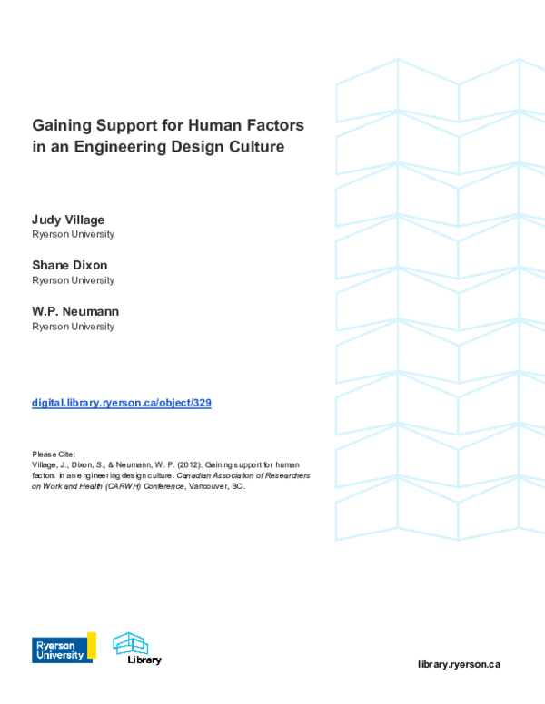 (PDF) Gaining support for human factors in an engineering design culture
