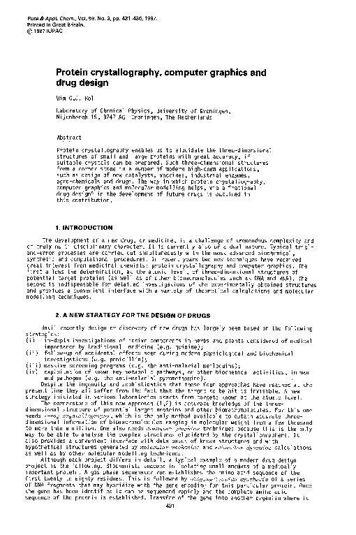 (PDF) Protein crystallography, computer graphics and drug design