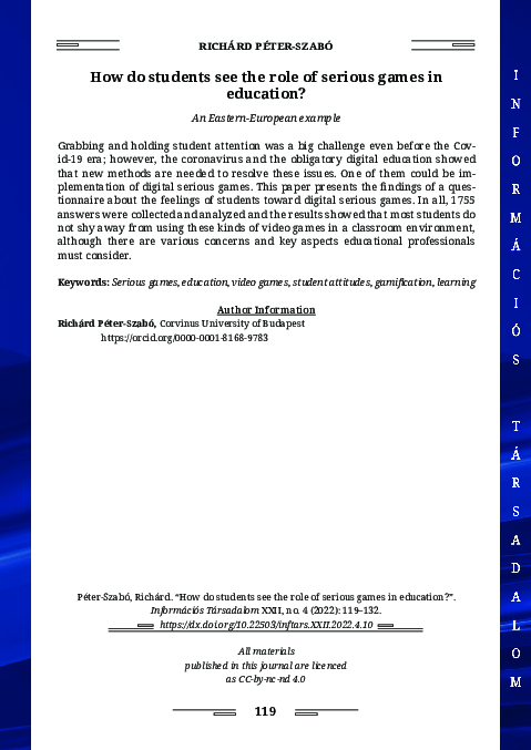 (PDF) How do students see the role of serious games in education?