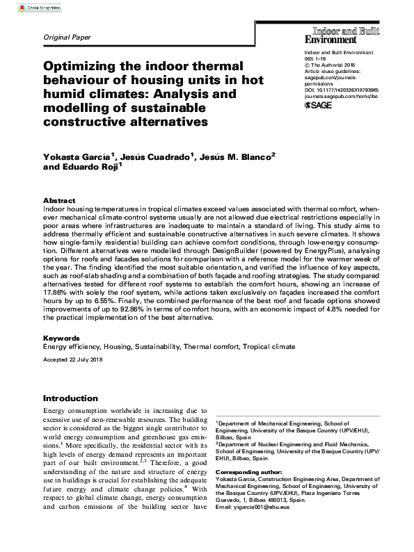(PDF) Optimizing the indoor thermal behaviour of housing units in hot ...