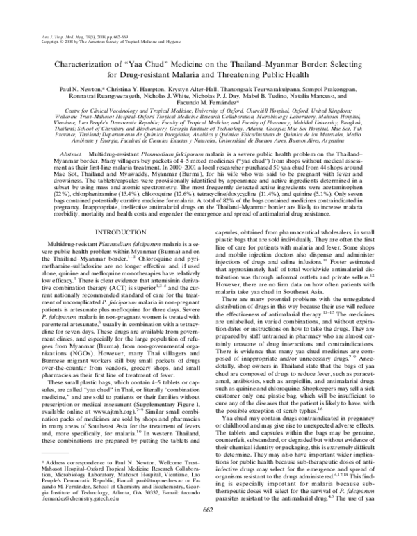 (PDF) Characterization of “Yaa Chud” Medicine on the Thailand–Myanmar ...