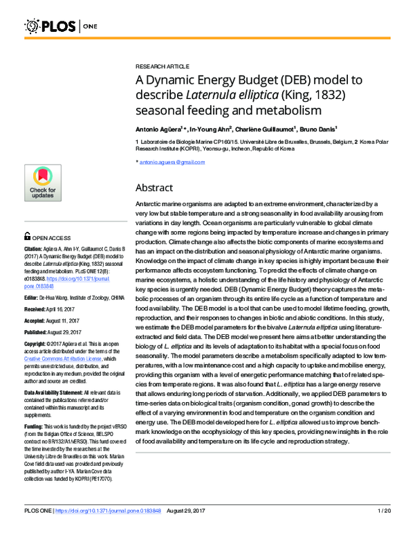 (PDF) A Dynamic Energy Budget (DEB) model to describe Laternula ...