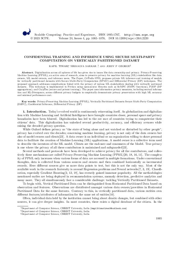 (PDF) Confidential Training and Inference using Secure Multi-Party ...