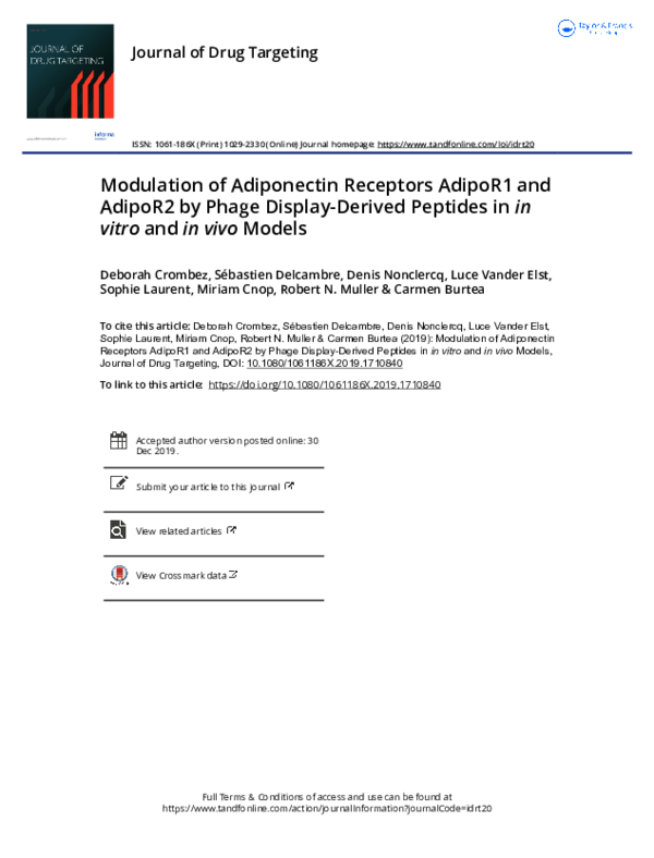 (PDF) Modulation of adiponectin receptors AdipoR1 and AdipoR2 by phage ...