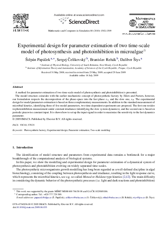 (PDF) Experimental design for parameter estimation of two time-scale ...