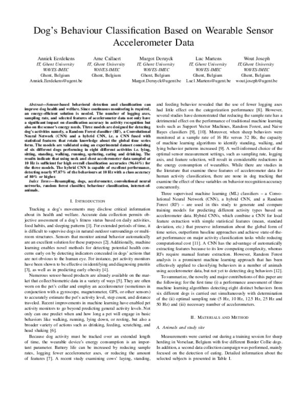 Pdf Dog S Behaviour Classification Based On Wearable Sensor Pdf Dog S Behaviour Classification Based On Wearable Sensor