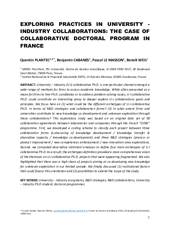 (PDF) Exploring Practices in University - Industry Collaborations: The ...