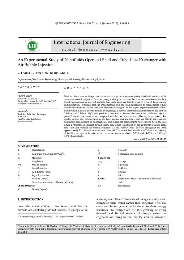 (PDF) An Experimental Study of Nanofluids Operated Shell and Tube Heat ...