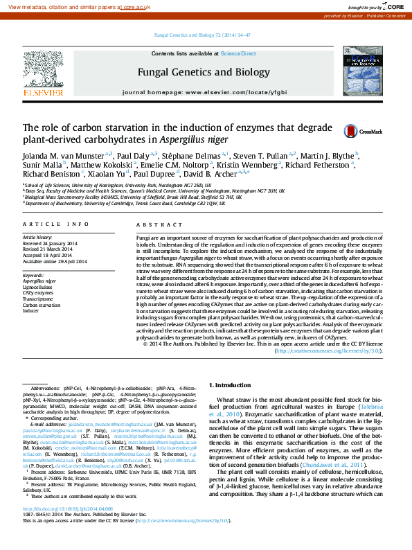 (PDF) The role of carbon starvation in the induction of enzymes that ...