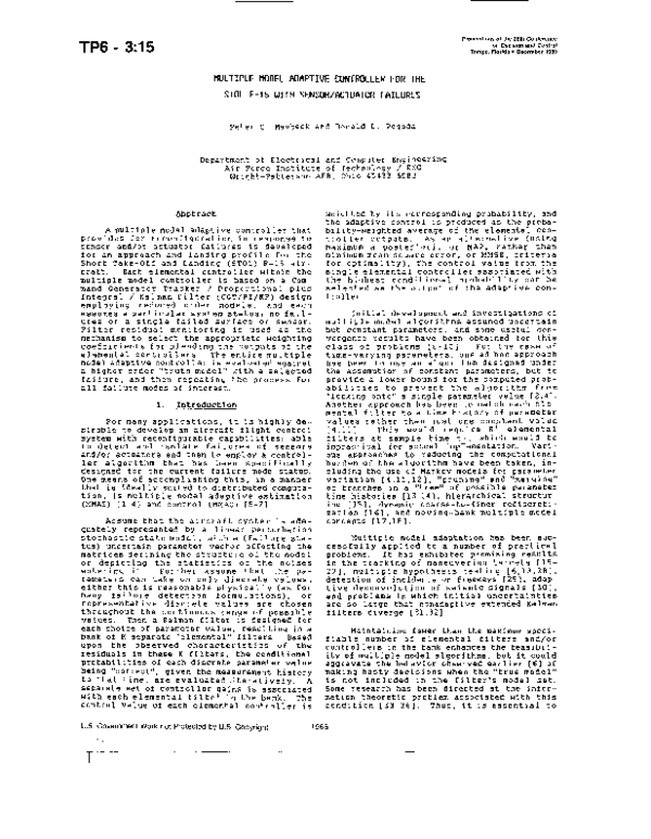(PDF) Multiple model adaptive controller for the STOL F-15 with sensor ...
