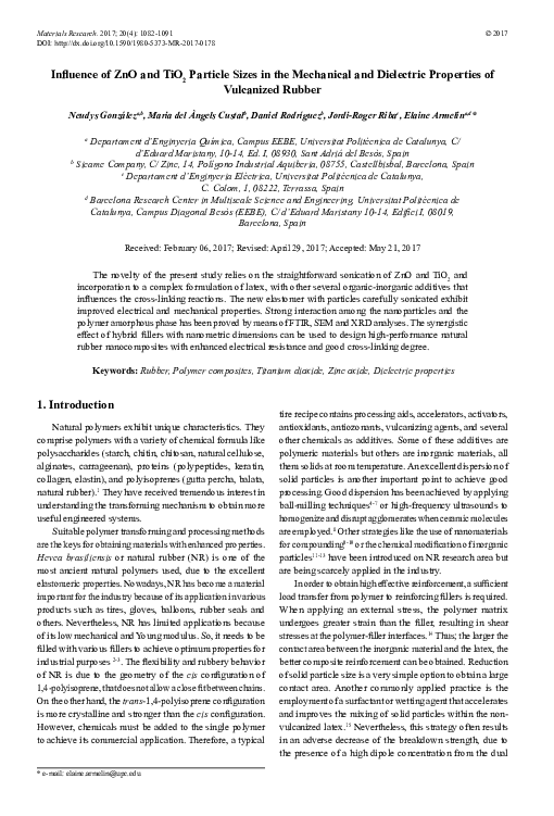 (PDF) Influence of ZnO and TiO2 Particle Sizes in the Mechanical and ...