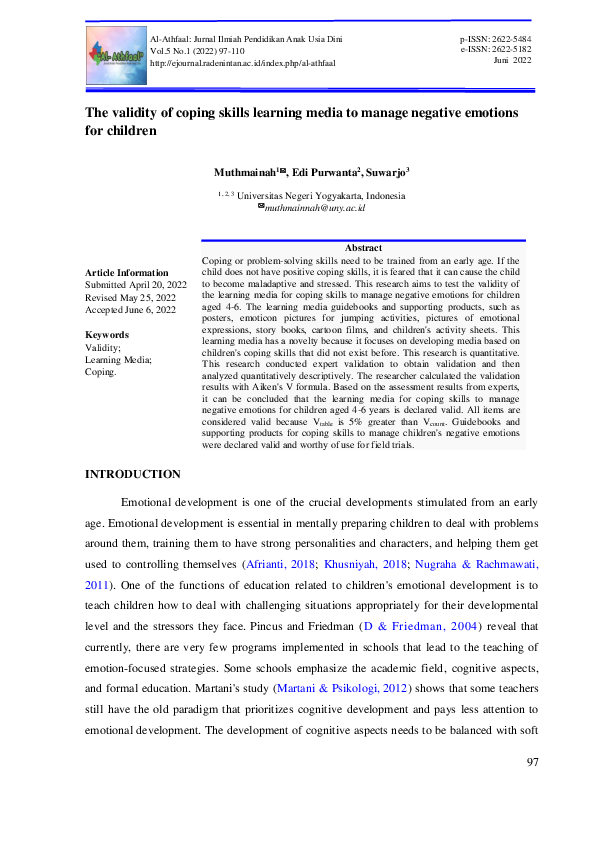(PDF) The validity of coping skills learning media to manage negative ...