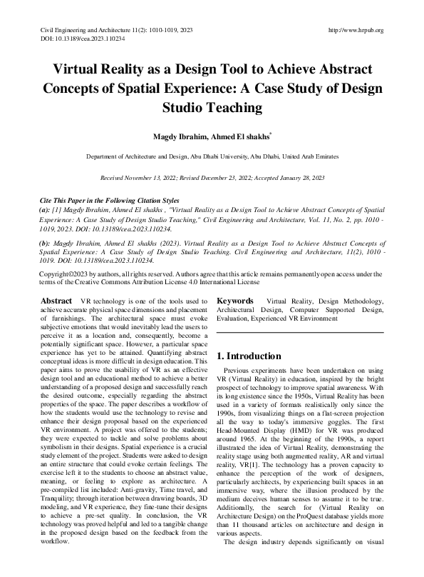(PDF) Virtual Reality as a Design Tool to Achieve Abstract Concepts of ...