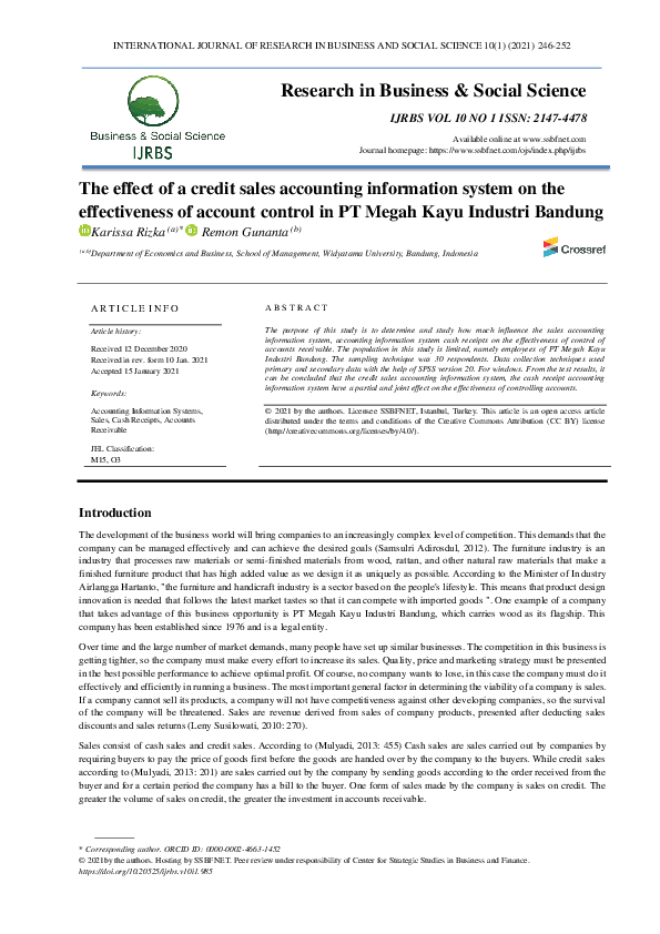 (PDF) The effect of a credit sales accounting information system on the ...