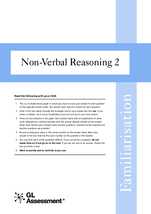 (PDF) GL Assessment 11 Plus Familiarisation Non Verbal Reasoning Test 2 ...