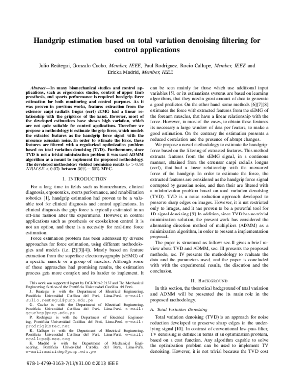 (PDF) Handgrip estimation based on total variation denoising filtering ...