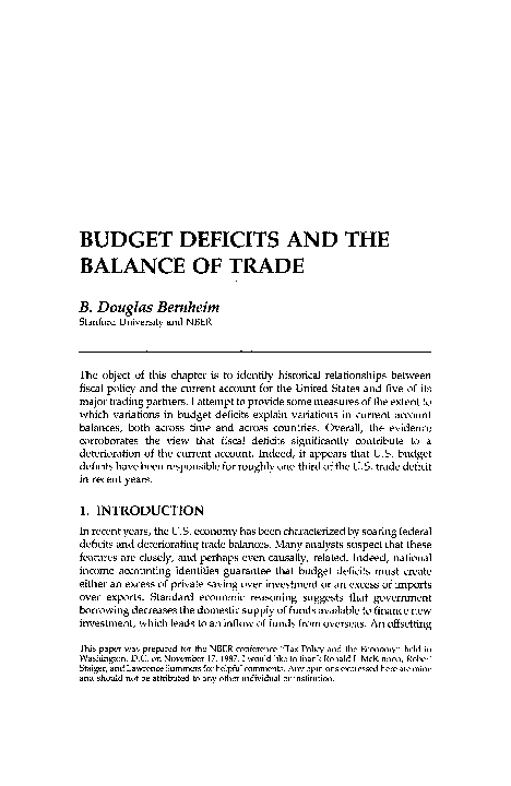 (PDF) Budget Deficits and the Balance of Trade