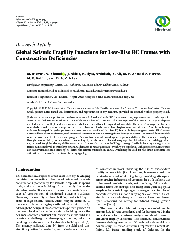 (PDF) Global Seismic Fragility Functions for Low-Rise RC Frames with ...