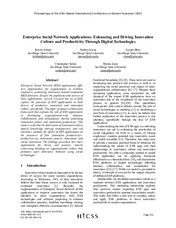 (PDF) Enterprise Social Network Applications: Enhancing and Driving ...