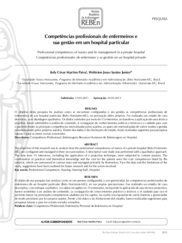 (PDF) Professional competences of nurses and its management in a ...