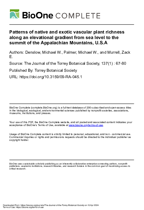 (PDF) Patterns of native and exotic vascular plant richness along an ...
