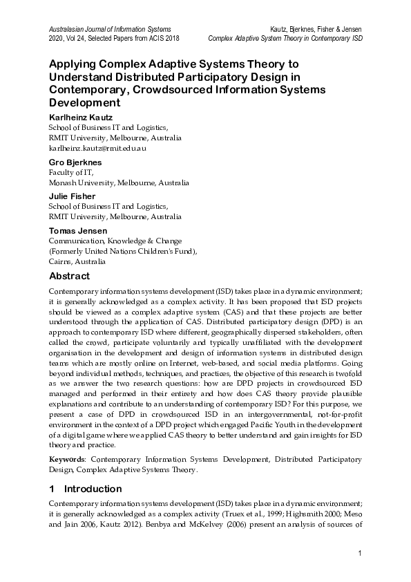 (PDF) Applying Complex Adaptive Systems Theory to Understand ...