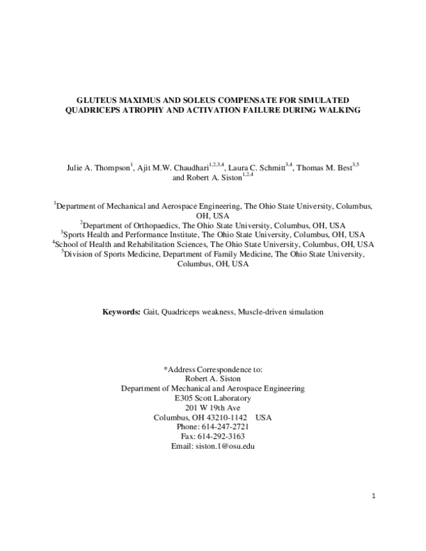 Gluteus maximus and soleus compensate for simulated quadriceps atrophy and activation failure during walking