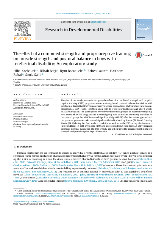 (PDF) The effect of a combined strength and proprioceptive training on ...