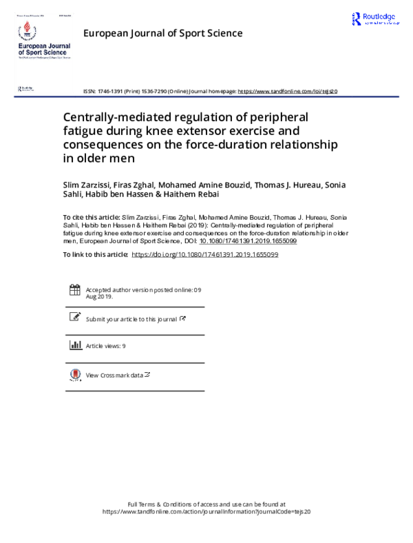 (PDF) Centrally-mediated regulation of peripheral fatigue during knee ...