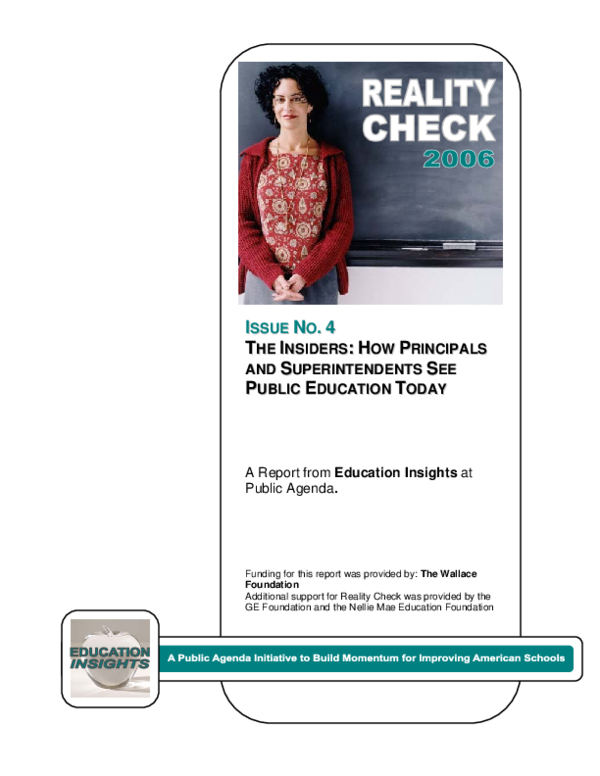 (PDF) The Insiders: How Principals and Superintendents See Public ...
