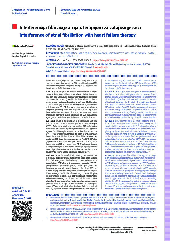 (PDF) Interference of atrial fibrillation with heart failure therapy