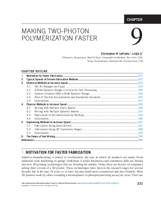 (PDF) Making two-photon polymerization faster