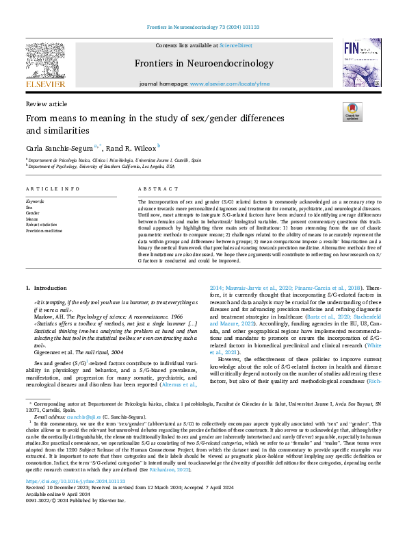 (PDF) From means to meaning in the study of sex/gender differences and ...
